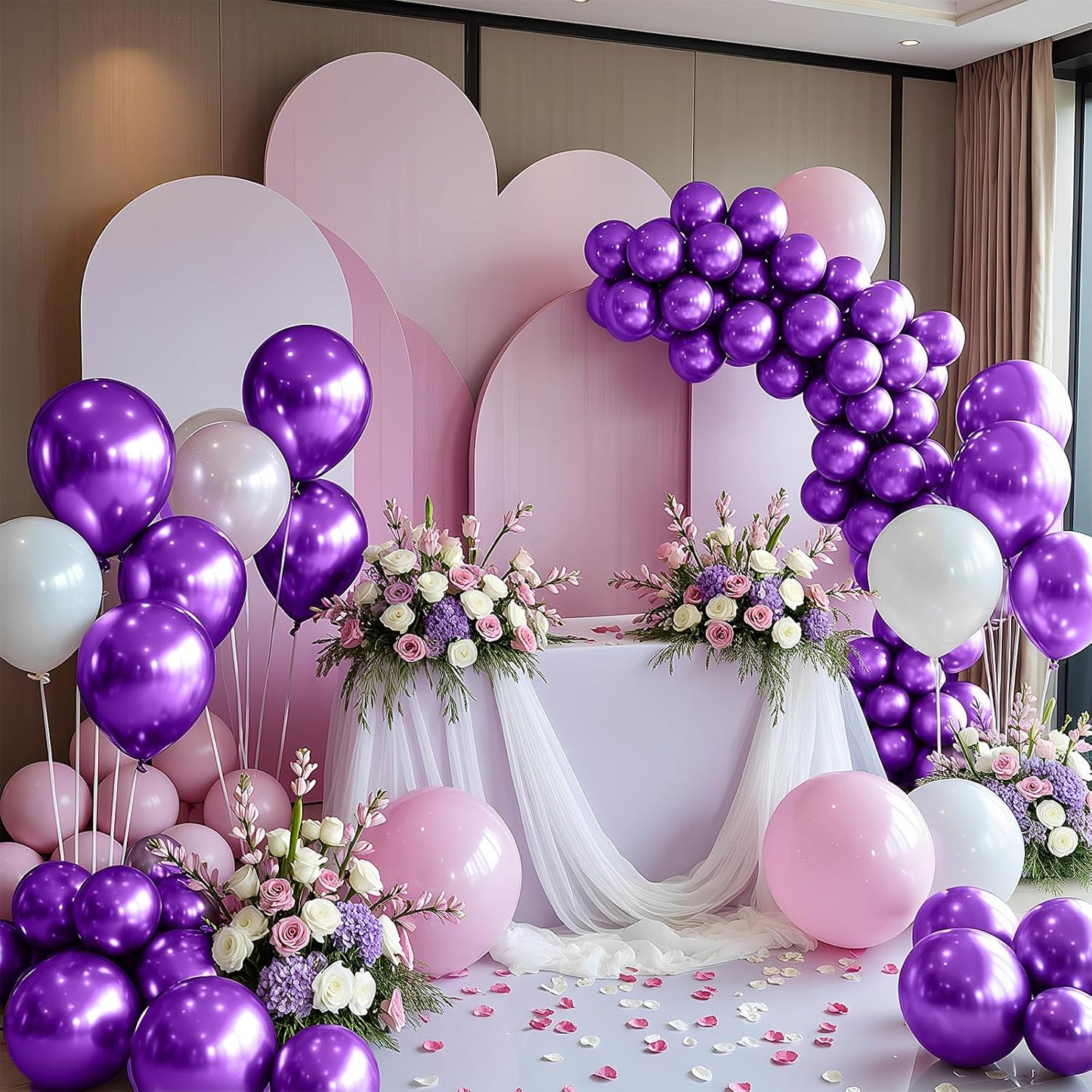 Metallic Purple Balloons 100 Pack 12 Inch Chrome Purple Latex Balloon for Wedding Graduation Halloween Birthday Party Decorations