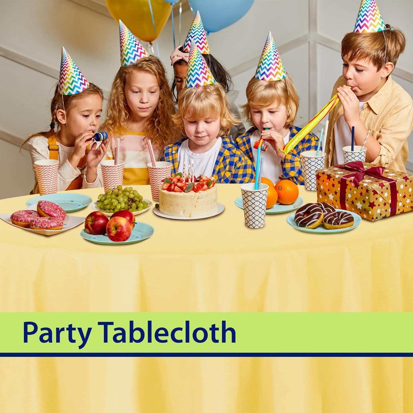Yellow Disposable Plastic Tablecloth for Round Tables (36 Pack) Table Cloths for Parties, Events & Weddings, Indoors & Outdoors, 84 inches, Plastic Table Cover