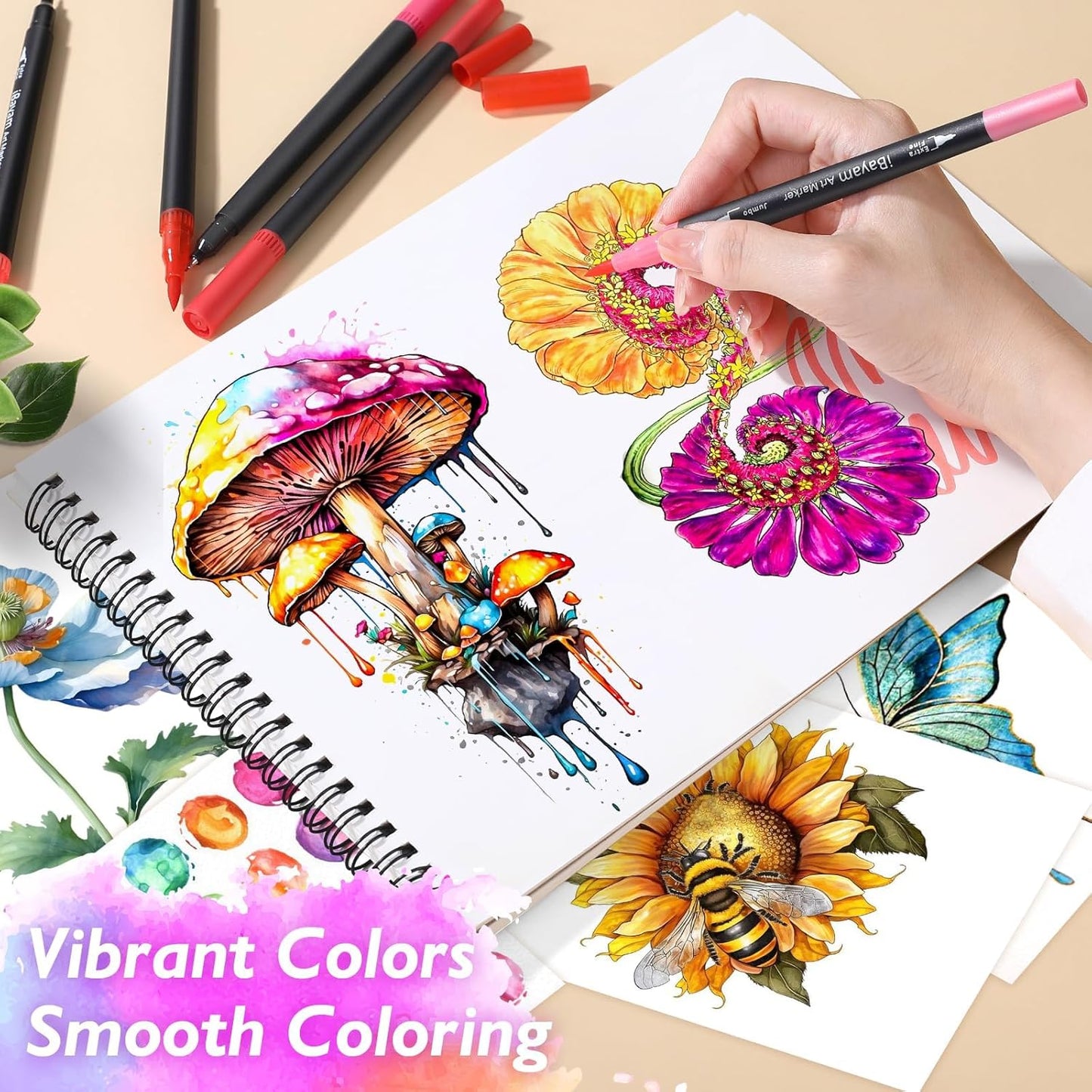 Drawing Marker Pens, iBayam 72 Colored Dual Tip (Fine and Brush Tip) Markers for Adult Coloring Books, Tween Teen Girl Gifts Trendy Stuff, Christmas Gifts, Birthday Party, Cool Fun Art Crafts Supplies