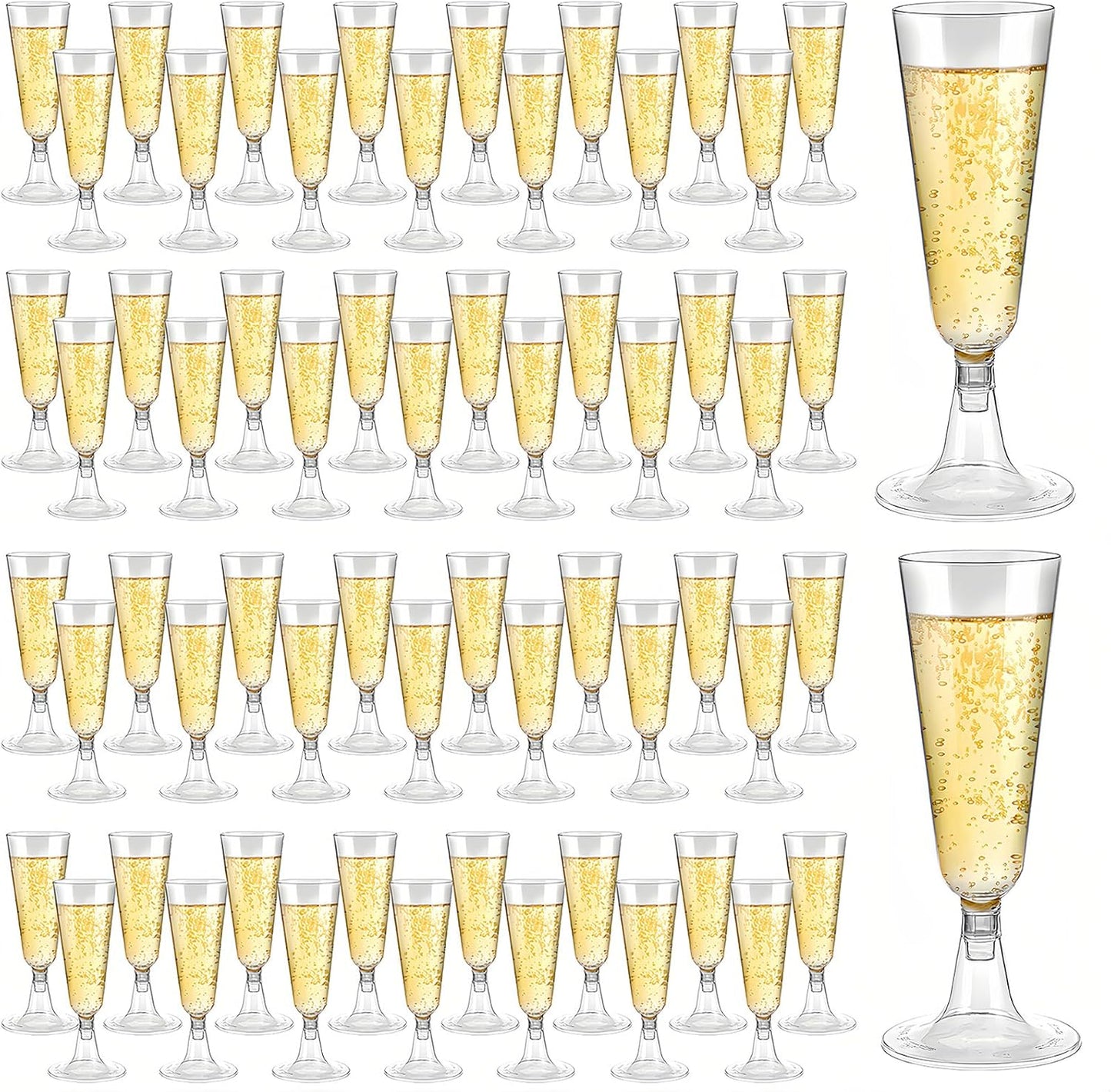 Disposable Plastic Champagne Flutes,60 Pack Clear Mimosa Champagne Glasses,5.5 Oz Wine Glasses Cups for Wedding Celebration New Year Christmas Birthday Graduation Party Supplies