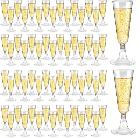 Disposable Plastic Champagne Flutes,60 Pack Clear Mimosa Champagne Glasses,5.5 Oz Wine Glasses Cups for Wedding Celebration New Year Christmas Birthday Graduation Party Supplies