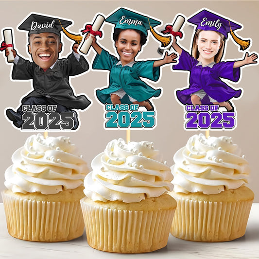 Graduation Cupcake Toppers 2025 - Custom Prom Cupcake Toppers 2025, Personalized Graduation Cake Topper, High School Senior Year College Grad Congratulations Gifts