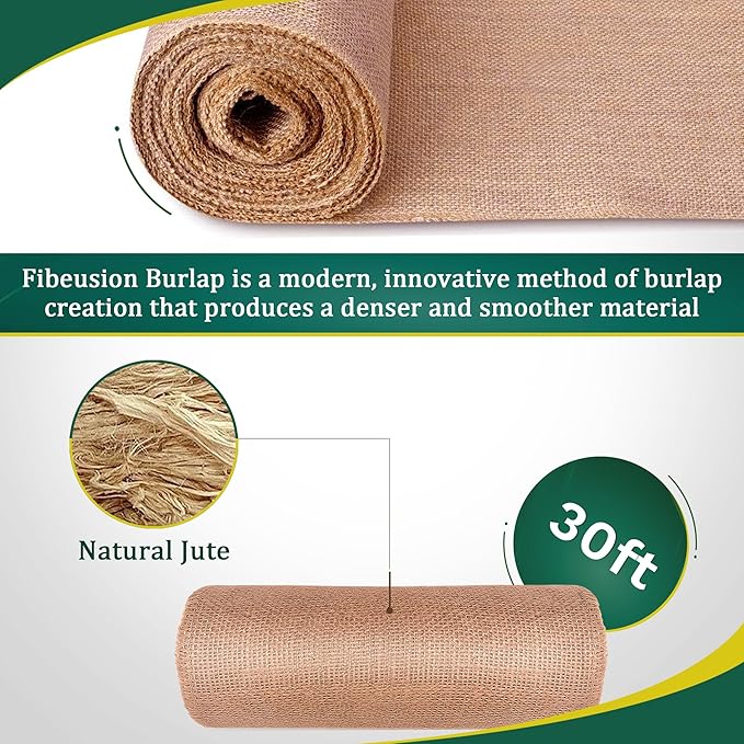 Burlap Table Runners 6 Inches x 30 FT - No-Fray Finished Edge Premium Natural Table Runner Burlap Roll – No Odor, Eco-Friendly Tablecloth Roll for Rustic Table Decor and Other DIY Crafts