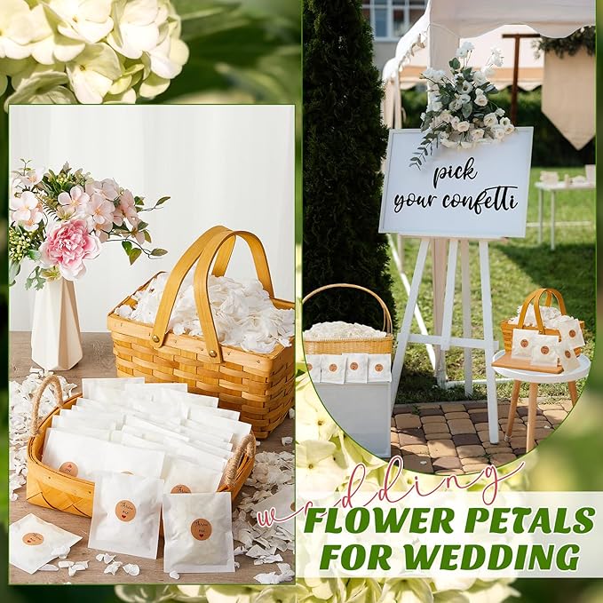 Wavwavw Biodegradable Confetti, Dried Hydrangea Flower Petals with Throw Me Stickers Wedding Confetti Biodegradable Flower Petals for Wedding Ideas Valentines Day Decor(White,103 Pcs)