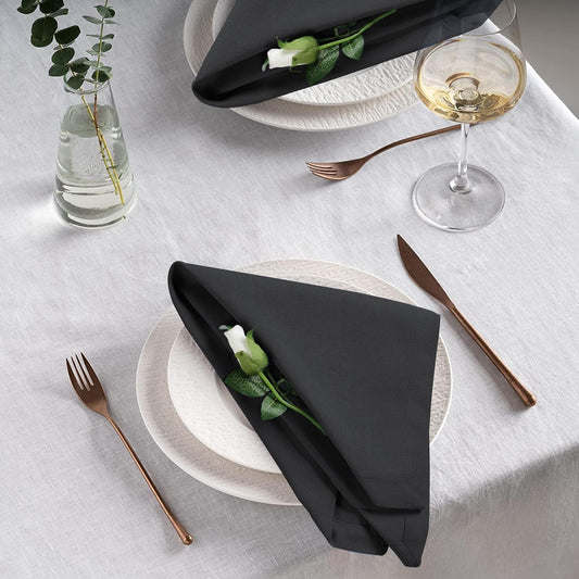Bedding Craft Cotton Dinner Cloth Napkins Set of 12 – 18x18 Dark Grey Fabric – Reusable & Machine Washable Dinner Napkins for Weddings, Restaurants & Everyday Use