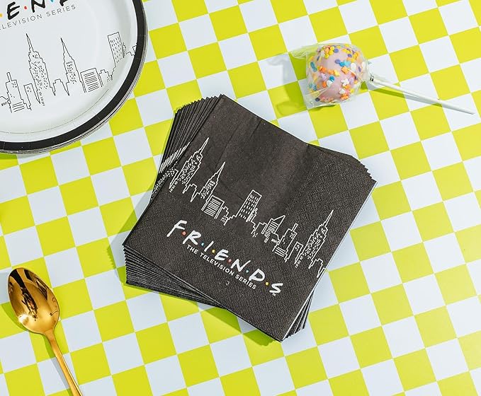 Silver Buffalo Friends the Television Series New York Skyline 60 Pack Partyware Disposable Paper Plates, Napkins, and Cups