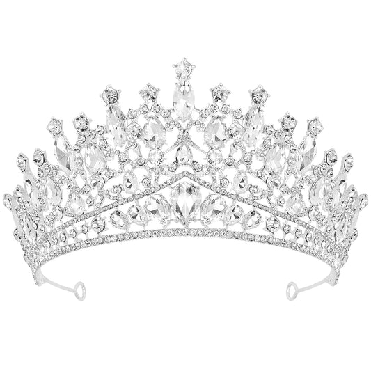 CAVETEE Birthday Crowns for Girls, Silver Tiaras and Crowns for Women and Girls Princess Crown and Tiara for Birthday Queen Parties Pageant Prom