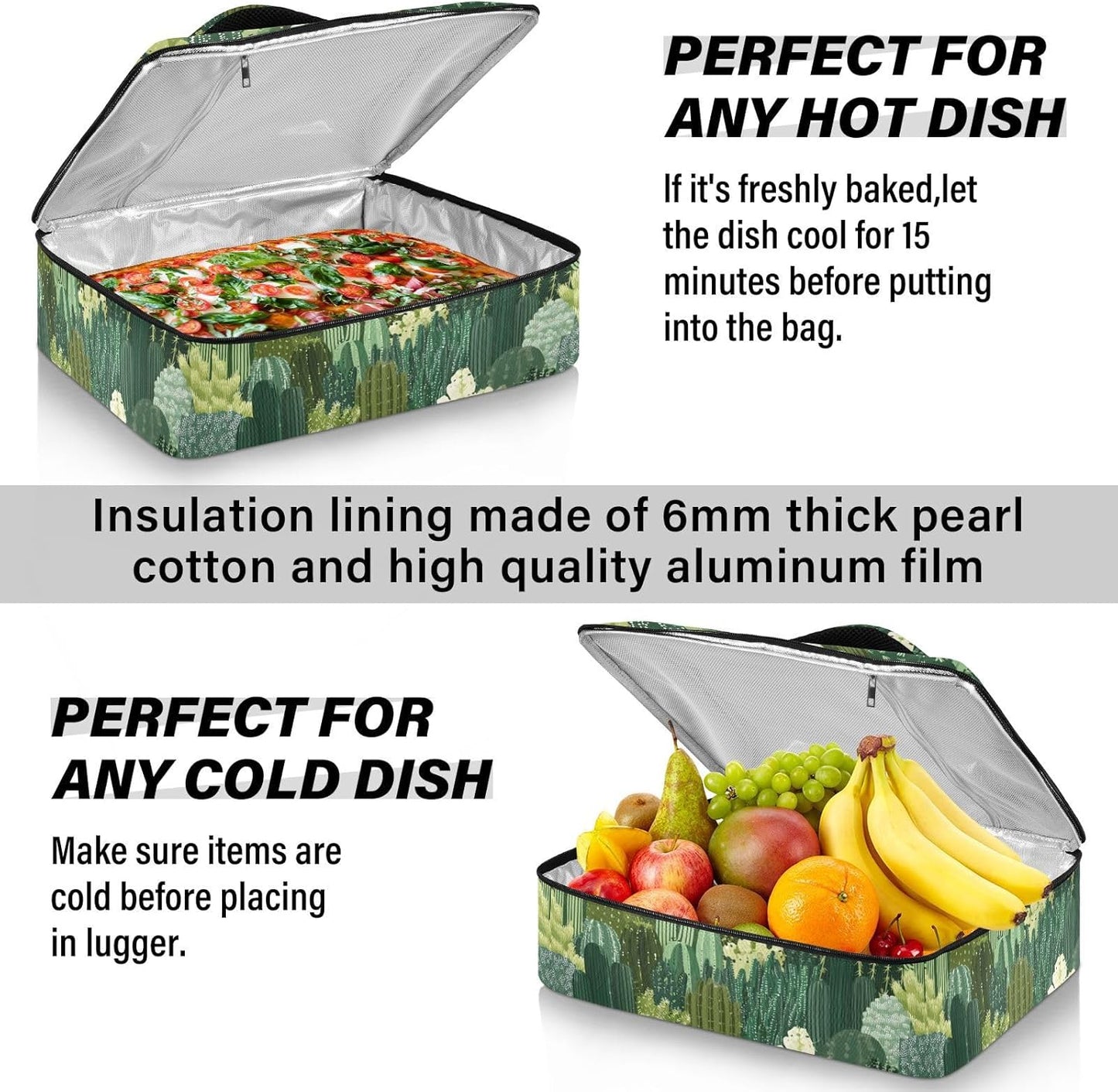 Casserole Carriers for Hot or Cold Food Reusable Casserole Dish Carrier Insulated Thermal Large Capacity Durable Perfect for Party Camping Family Gatherings Yellow Fish