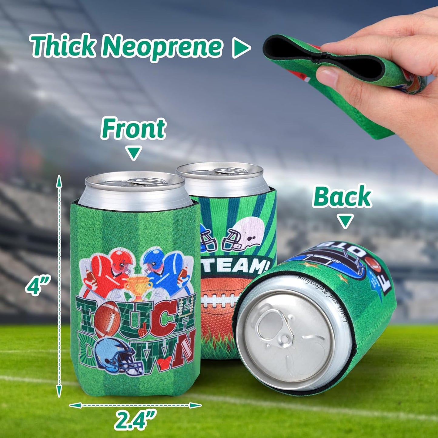 Football Party Decorations,24 Pcs Can Sleeves Neoprene Insulator For Super Bowl Game Day Decorations And Football Party Favors