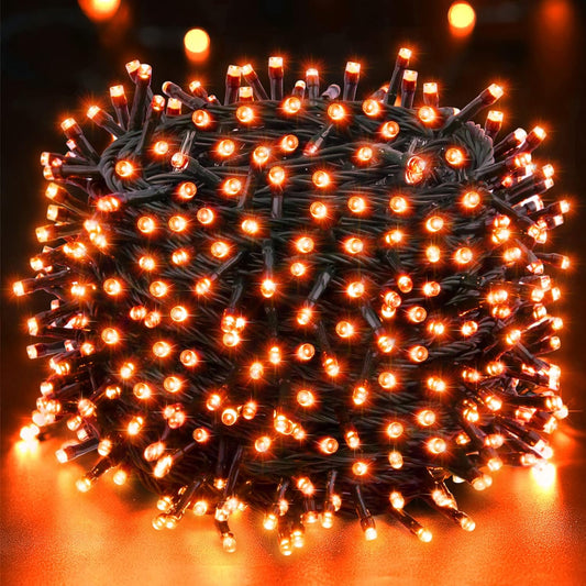 Techip Halloween Lights Orange String Lights Outdoor Indoor Waterproof 300LED Incandescent Mini String Lights 108FT Halloween Decorations for Tree Garden Party Carnival Thanksgiving Christmas Decor