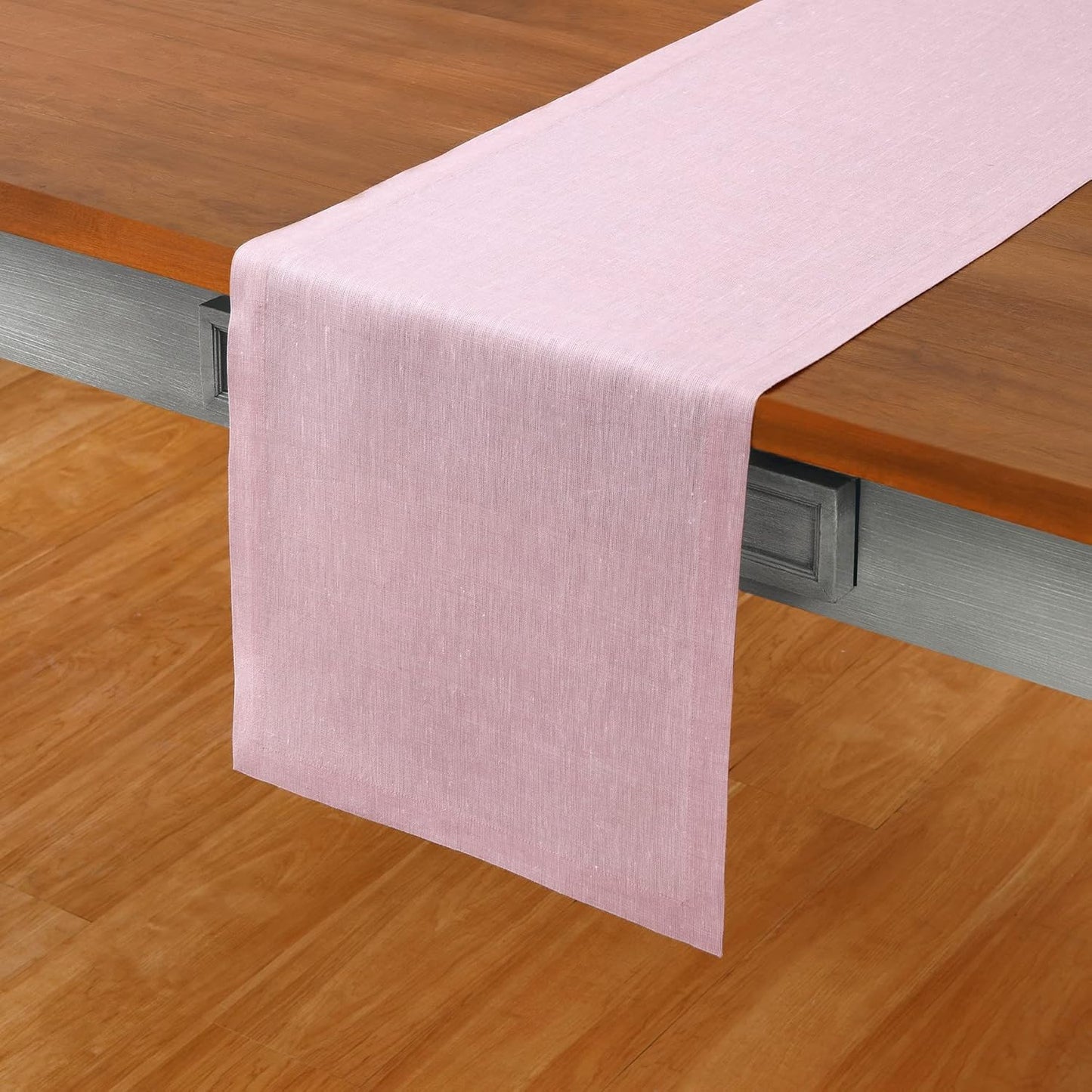 Solino Home Linen Table Runner 144 Inches Long - Athena, 100% Pure Linen Bubblegum Pink 14 x 144 Inch Table Runner for Dining, Halloween