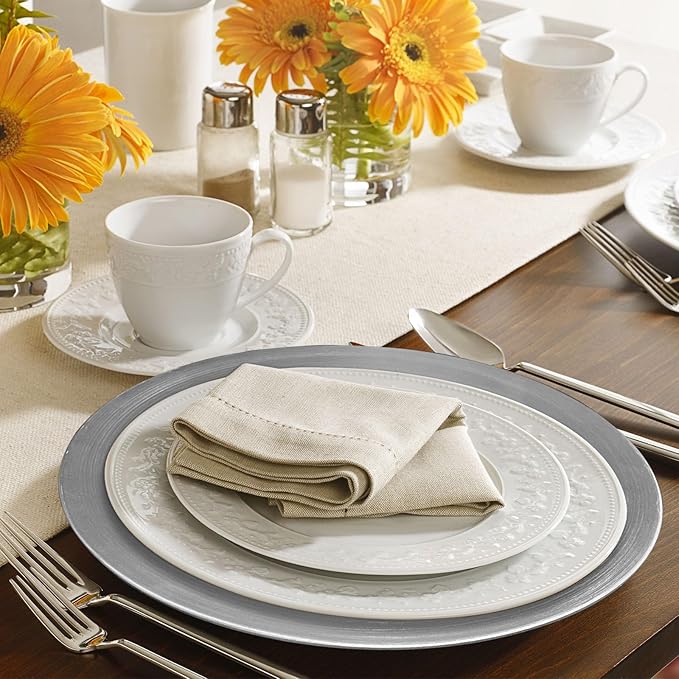 Silver Charger Plates, Set of 6 Serving Charger Plate for Dinner Table, Wedding, Events Plate Chargers - 13 Inch
