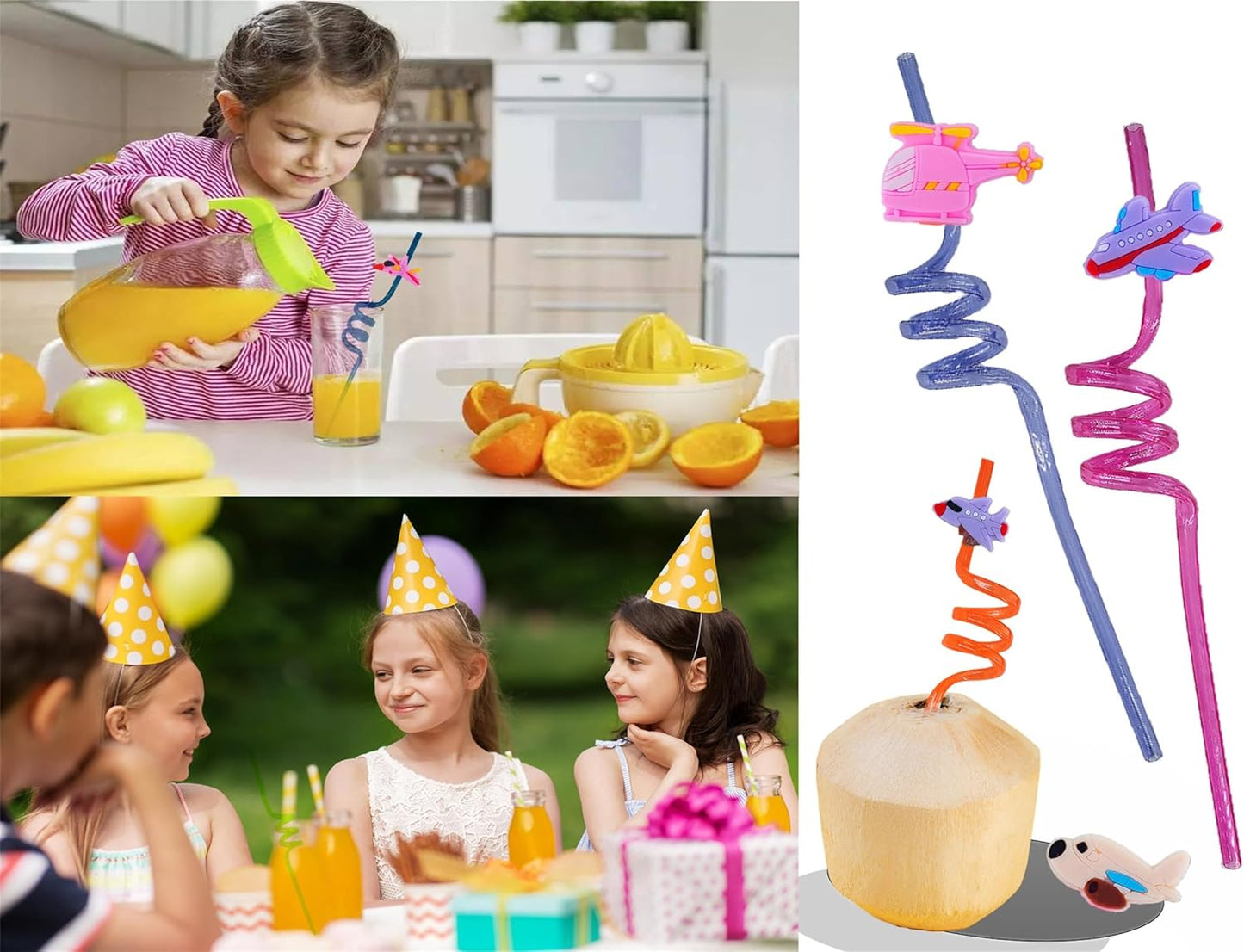 24 Pcs Bulk Drinking Straws Birthday Party Favors, Summer Beach Pool Beach Classroom Goodie Bag Filler Stuffers Party Supplies (Airplane)