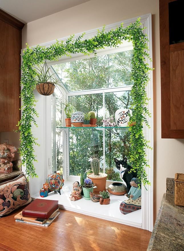 Artificial Eucalyptus Garland - Fake Greenery Leaves Vine Garlands Faux Hanging Plants for Home Mantle Table Wedding Backdrop Arch Wall Decoration, 3 Packs