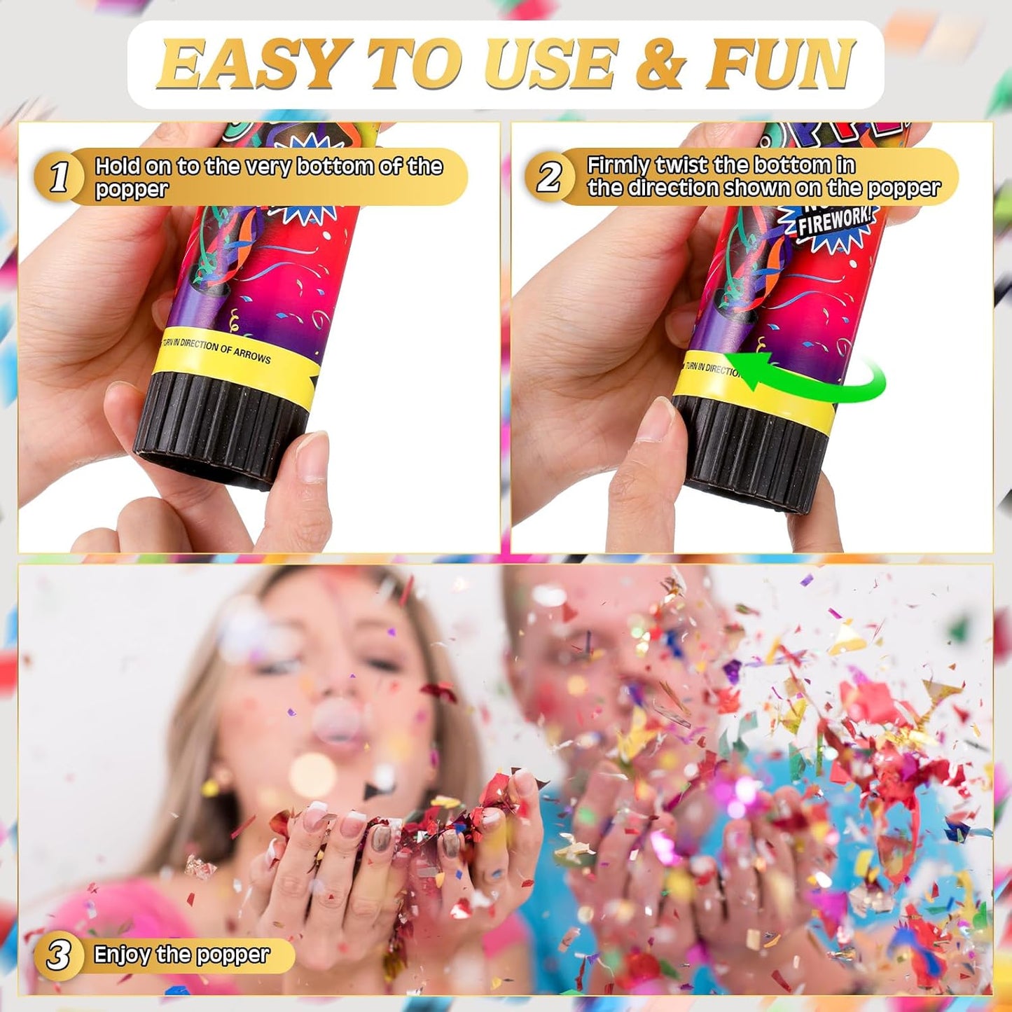 Honoson 24 Pcs Confetti Poppers Cannons Confetti Shooters Air Compressed Cannon for Wedding Birthday Party Bridal Shower Graduation Decoration Favor (6.1 Inch)