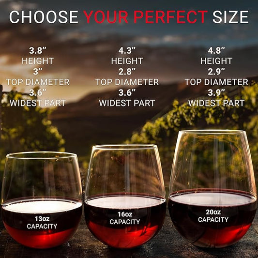 Unbreakable Stemless Plastic Wine Glasses | Reusable | Shatterproof 100% Tritan Plastic | Dishwasher-Safe | BPA-free | Awesome for Indoor & Outdoor | 13 oz, Set of 4