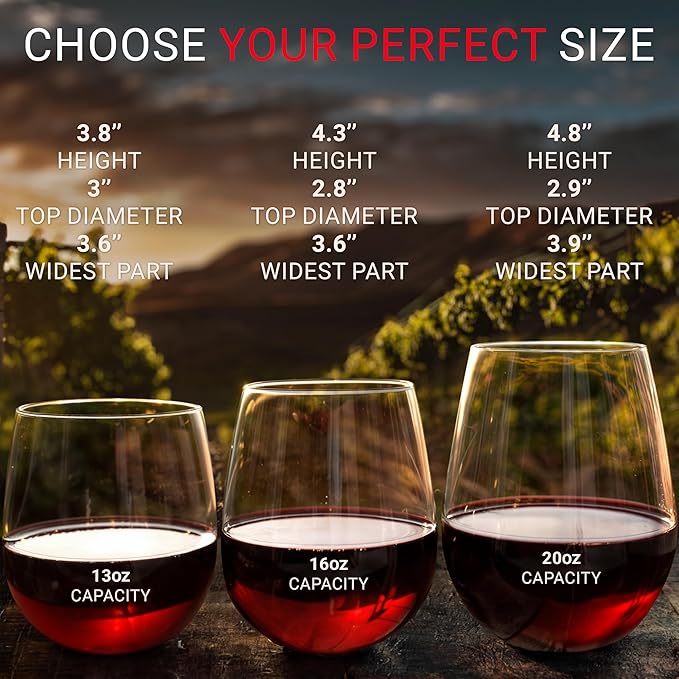 Unbreakable Stemless Plastic Wine Glasses | Reusable | Shatterproof 100% Tritan Plastic | Dishwasher-Safe | BPA-free | Awesome for Indoor & Outdoor | 16 oz, Set of 4