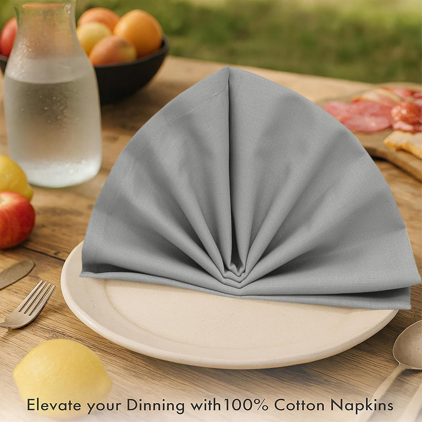 Ruvanti Premium Cloth Napkins Set of 6, 18x18 Inches, 100% Cotton, Washable, Soft & Absorbent, Perfect for Wedding, Christmas, ‎Thanksgiving Dinners - Wild Dove