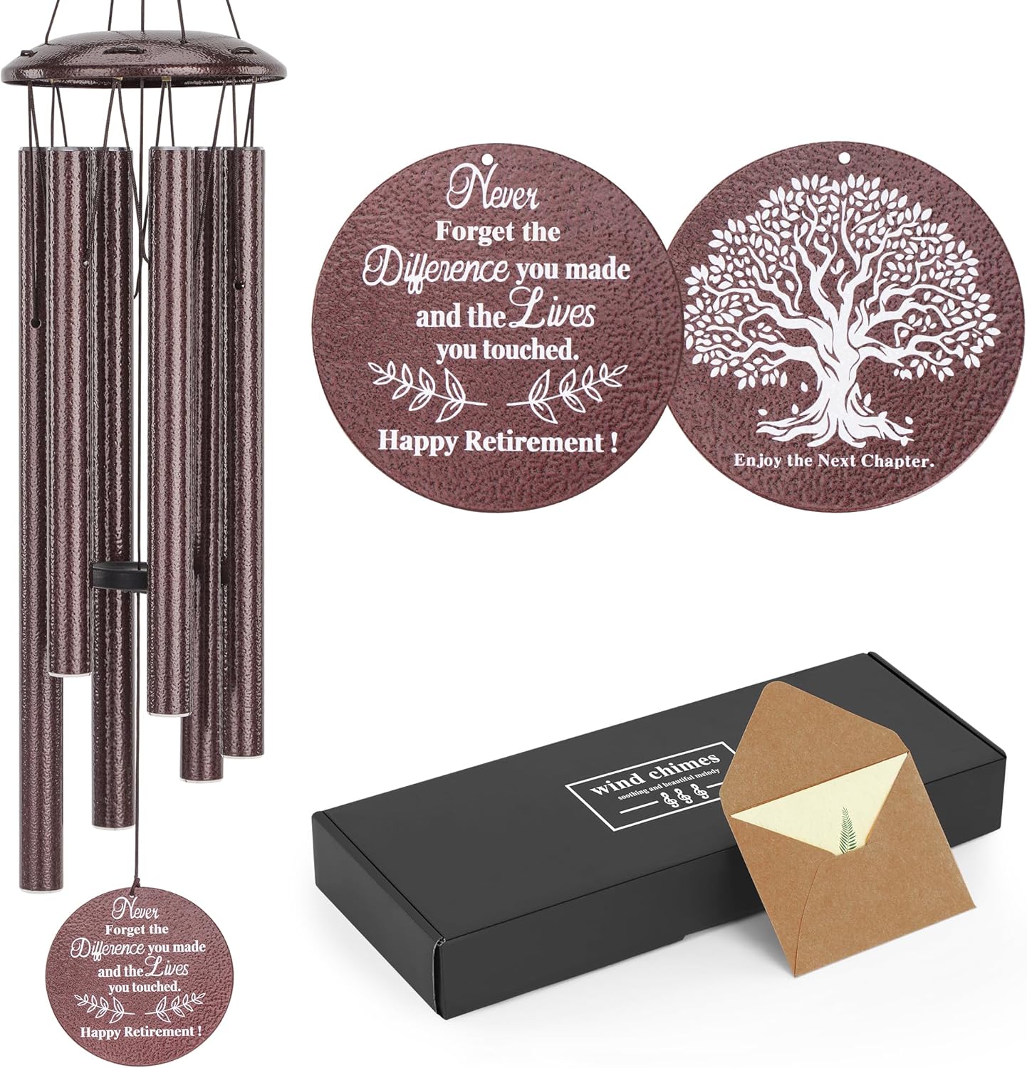 Retirement Gift for Woman Men, 32" Wind Chimes, Retirement Gifts for Coworker Teacher Friends Nurse Boss Veterans Goodbye Gifts Going Away Gift Retirement Decorations (Copper Color)