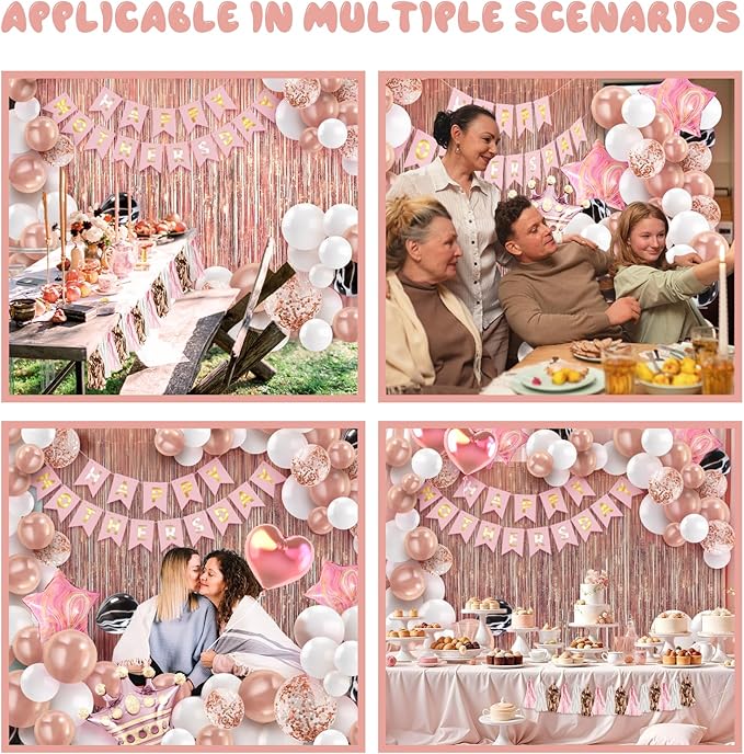 Happy Mothers Day Decorations Kit - Pink and Rose Gold Balloons Happy Mother's Day Banner for Brunch Home Garden Mother's Day Party Supplies Decor