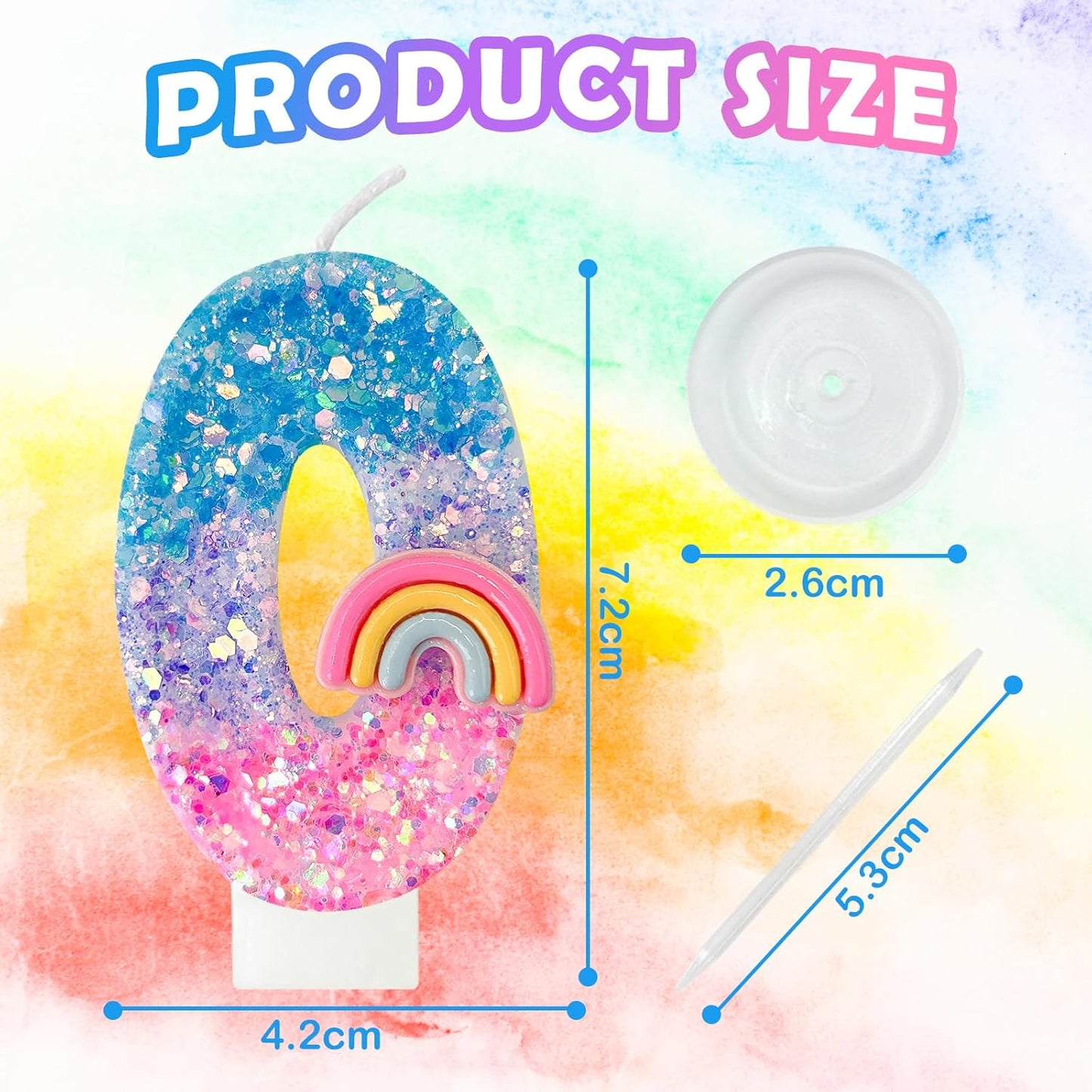 Rainbow Birthday Number Candles, Number 0 Candles, Cupcake Decorations, Macaron Birthday Cake Decorations, Cartoon Theme Party Supplies (Number 0)