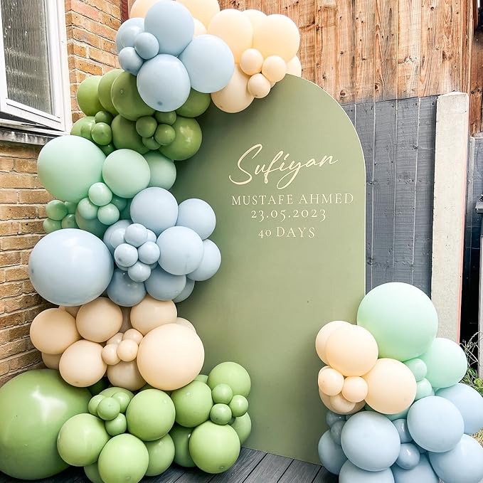 Kelfara Dusty Blue and Green Balloons, 80 pcs 12 Inch Retro Avocado Green Sea Blue Teal Nude Balloons for Birthday Baby Shower Graduation Engagement Bridal Shower Party Decorations