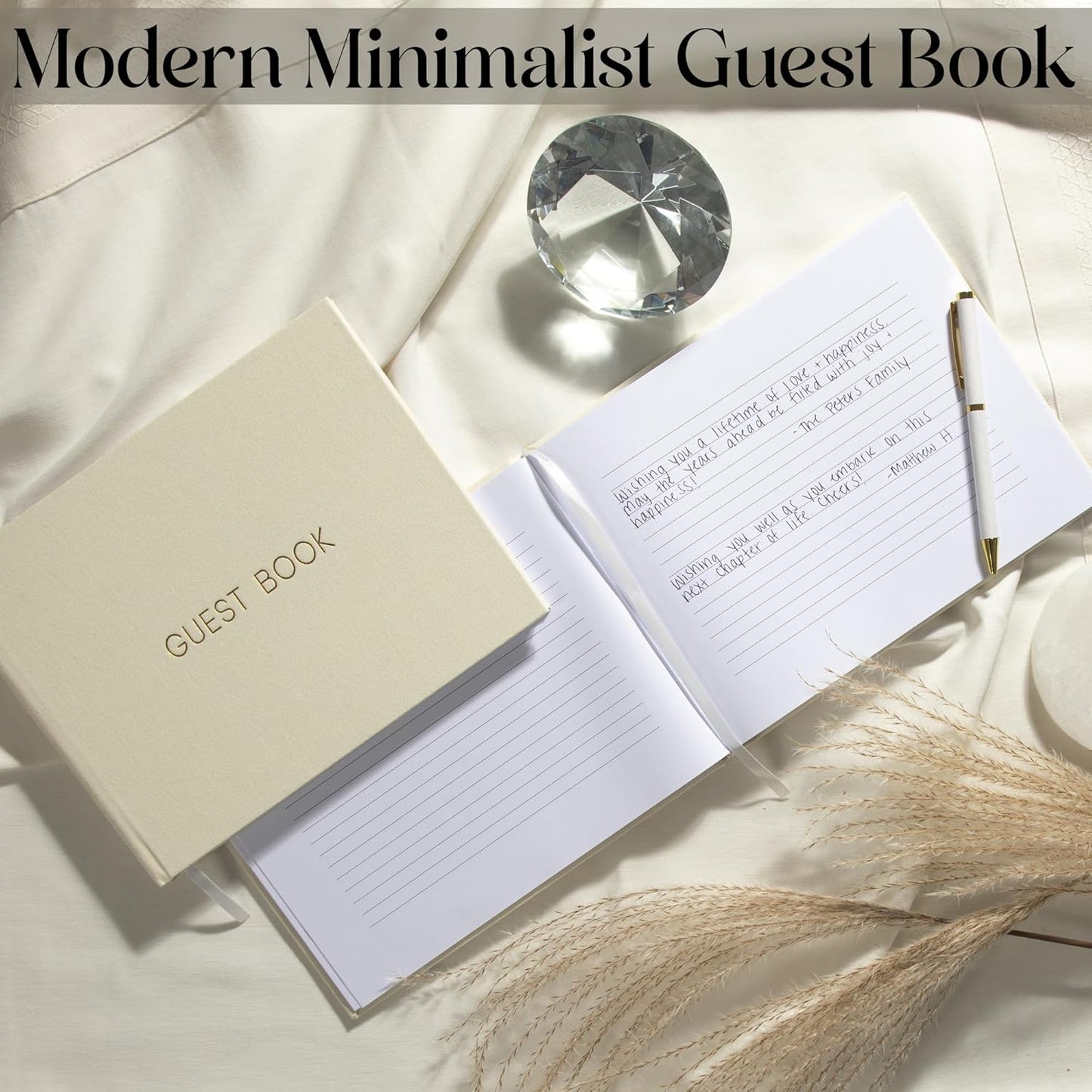 Wedding Guest Book, Classic and Timeless Sign in Guest Book for Baby Shower, Bridal Shower, Wedding Reception - 100 Lined Pages- A Must Have for Your Special Event