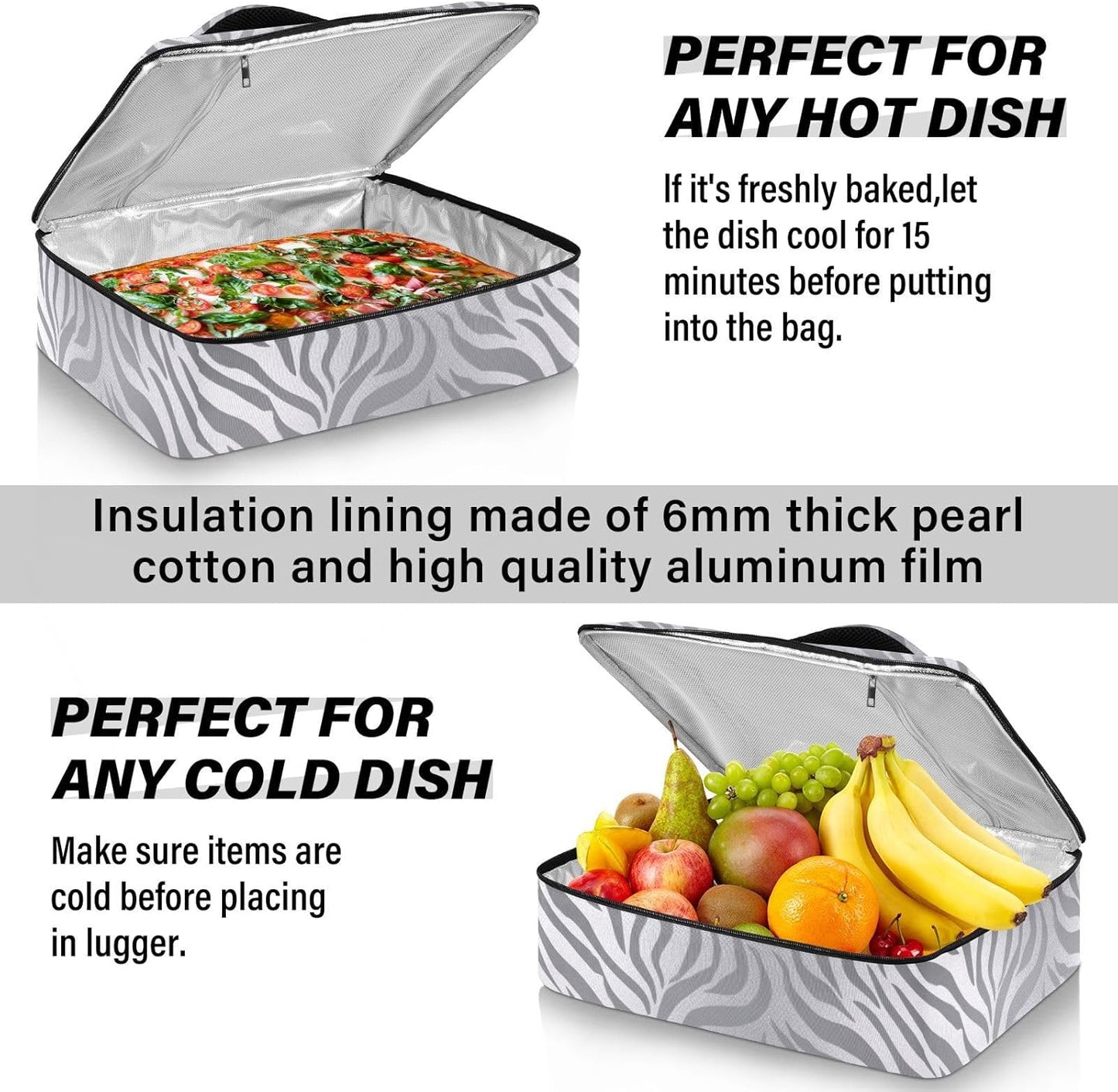 Casserole Carriers for Hot or Cold Food Reusable Casserole Dish Carrier Insulated Thermal Large Capacity Durable Perfect for Party Camping Family Gatherings Yellow Fish