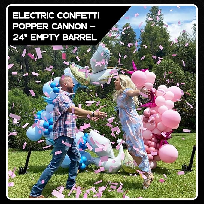 Ultimate Confetti - 24” Electric Empty Barrel Confetti Popper cannon, Empty Single-Use Barrel for Confetti or Streamers, Shoots 25–35 ft, Requires EC-1 or EC-4 Confetti Machine to Activate