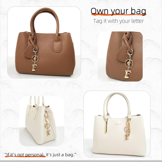Gold Bubble Heart Initial Bag Charms for Handbags – Cute Initial Letter Keychain for Women, Purse Charms, Gold Gift