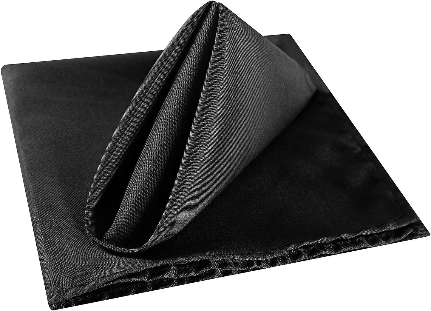 Cloth Napkins 17x17 inch Washable Polyester Dinner Napkins Soft Table Napkins for Wedding Party Dining Banquet(Black,12PCS)