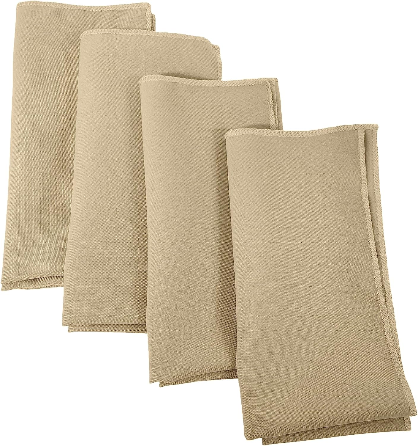 LA Linen 4-Pack Poly Blend Napkins - Soft, Washable, Stain & Wrinkle Resistant - Dinner & Party Napkins - Khaki, 18x18