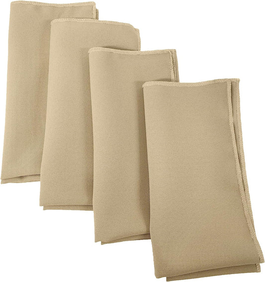 LA Linen 4-Pack Poly Blend Napkins - Soft, Washable, Stain & Wrinkle Resistant - Dinner & Party Napkins - Khaki, 18x18