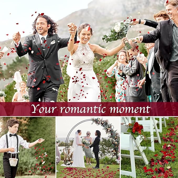 Eslibin 1000+PCS Real Red Rose Petals, 8.5oz Dried Flower Confetti Petals for Wedding Flower Girl to Throw at Wedding Party, Romantic Night Bridal Shower Valentine's Day Decor