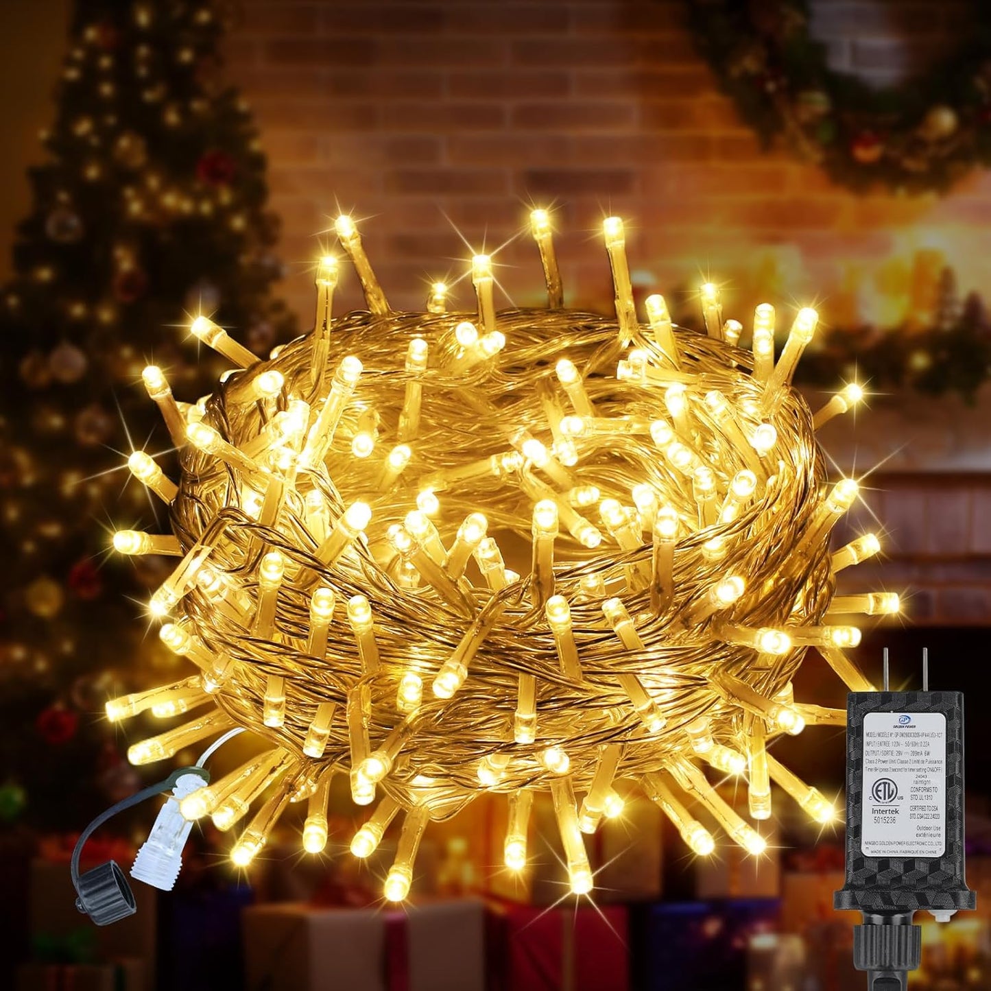 33 FT 100LEDs Christmas Lights Plug in,Outdoor Indoor Connectable Fairy Lights with Timer and 8 Modes,Christmas Tree Lights for Garden Party Wedding Christmas Decoration(Warm White)