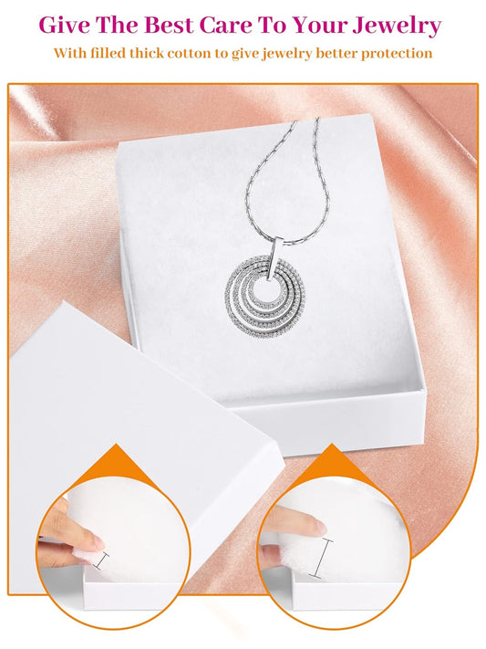 MESHA Cardboard Glossy Jewelry Gift Boxes, Cotton Filled Jewlery Box with Lids, White 3.5x3.5x1 Inch, Necklace Ring Bracelet Earring DisplayBox, Bulk Square Small Kraft Jewelry Gift Box, 96 Pieces
