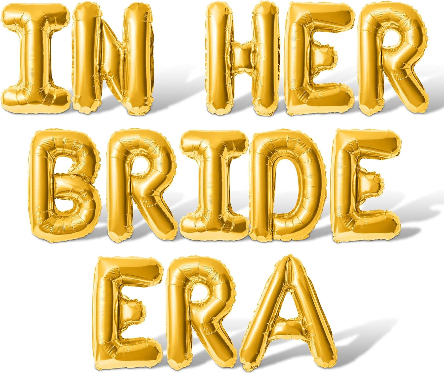 Letter Balloons - IN HER BRIDE ERA 16" Inch Alphabet Letters Foil Mylar Balloon Bachelorette Party Banner (Gold)