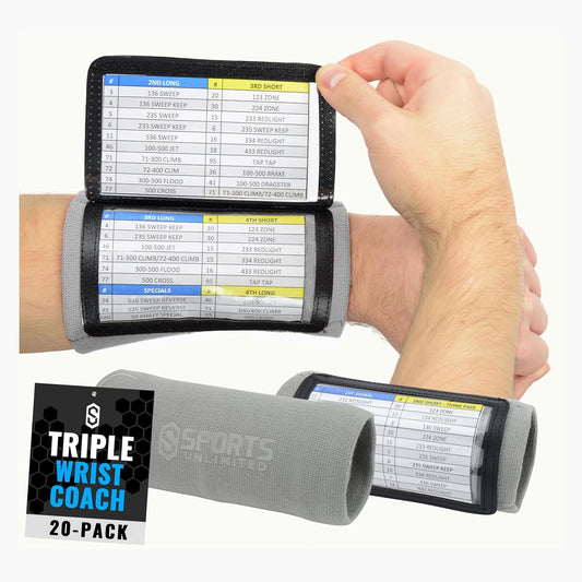 Sports Unlimited Adult Triple Wrist Coach, Football Wristbands for Plays, Baseball Wristbands, QB Arm Bands
