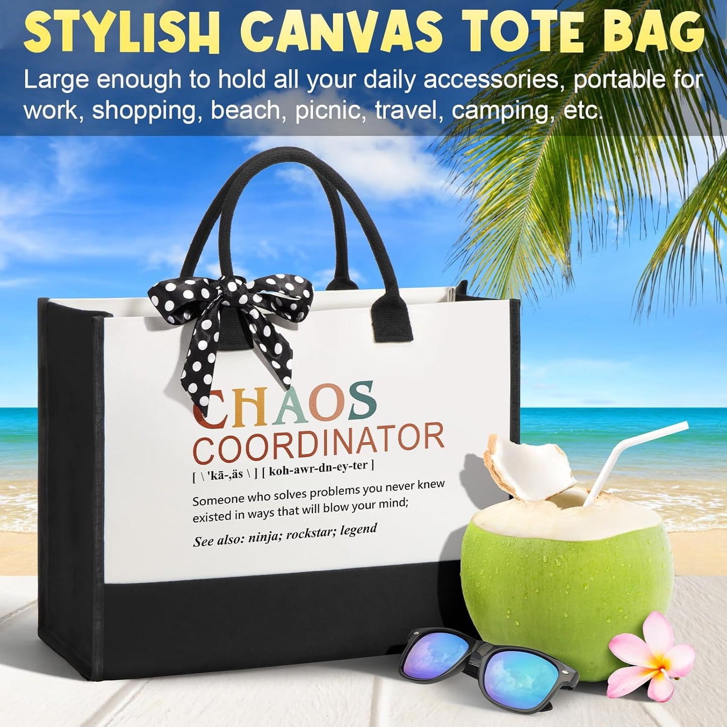 Christmas Coworker Gifts for Women Thank You Chaos Coordinator Gifts for Coworker Manager Office Nurse Teacher Employee Appreciation Gift, Birthday Bosses Day Gift for her Boss Lady w/Canvas Tote Bag