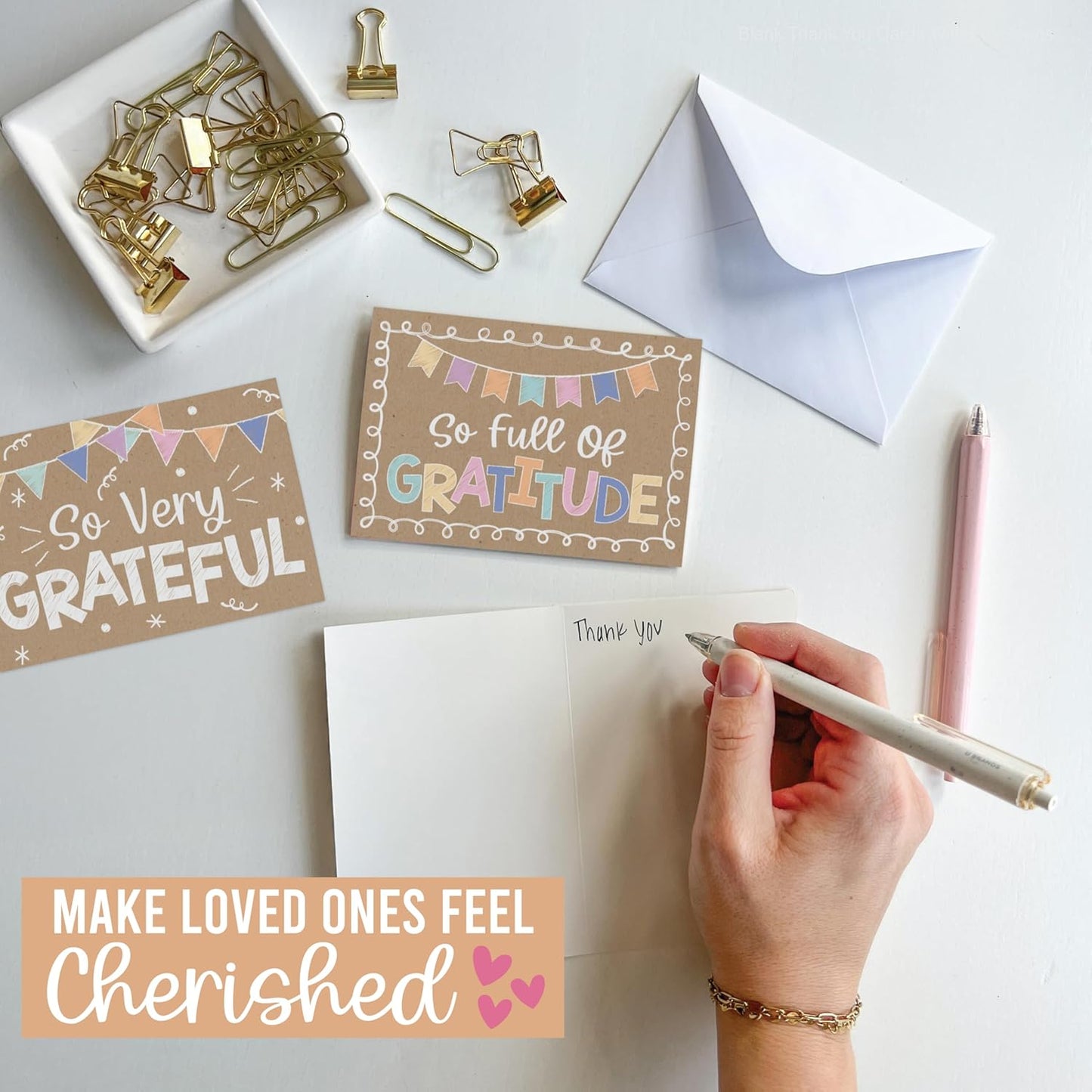 Hadley Designs Bulk Thank You Cards with Envelopes - 54 Kids Thank You Cards For Teachers, Cute Thanks Blank Cards and Envelopes, Fun Appreciation Note Card for Birthday, Baby Shower & Small Business