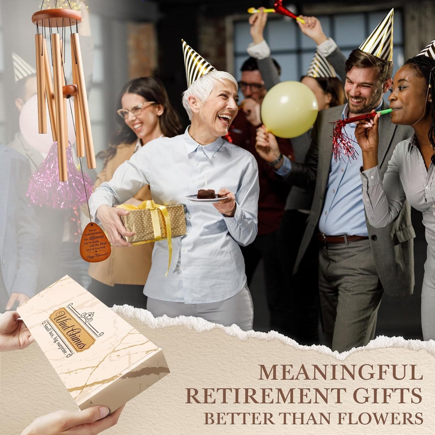 SteadStyle Retirement Gifts Wind Chime, Retirement Gift for Woman Men, Happy Retirement Gifts for Coworker, Nurse, Veterans, Teacher, Boss