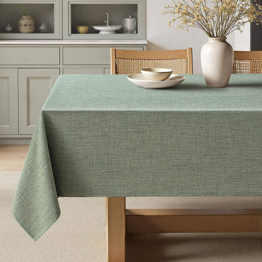 MIULEE Sage Green Linen Tablecloth 60x104 Inch Rectangle Table Cloth Waterproof,Stain Resistant & Wrinkle Resistant for Dining Party Wedding