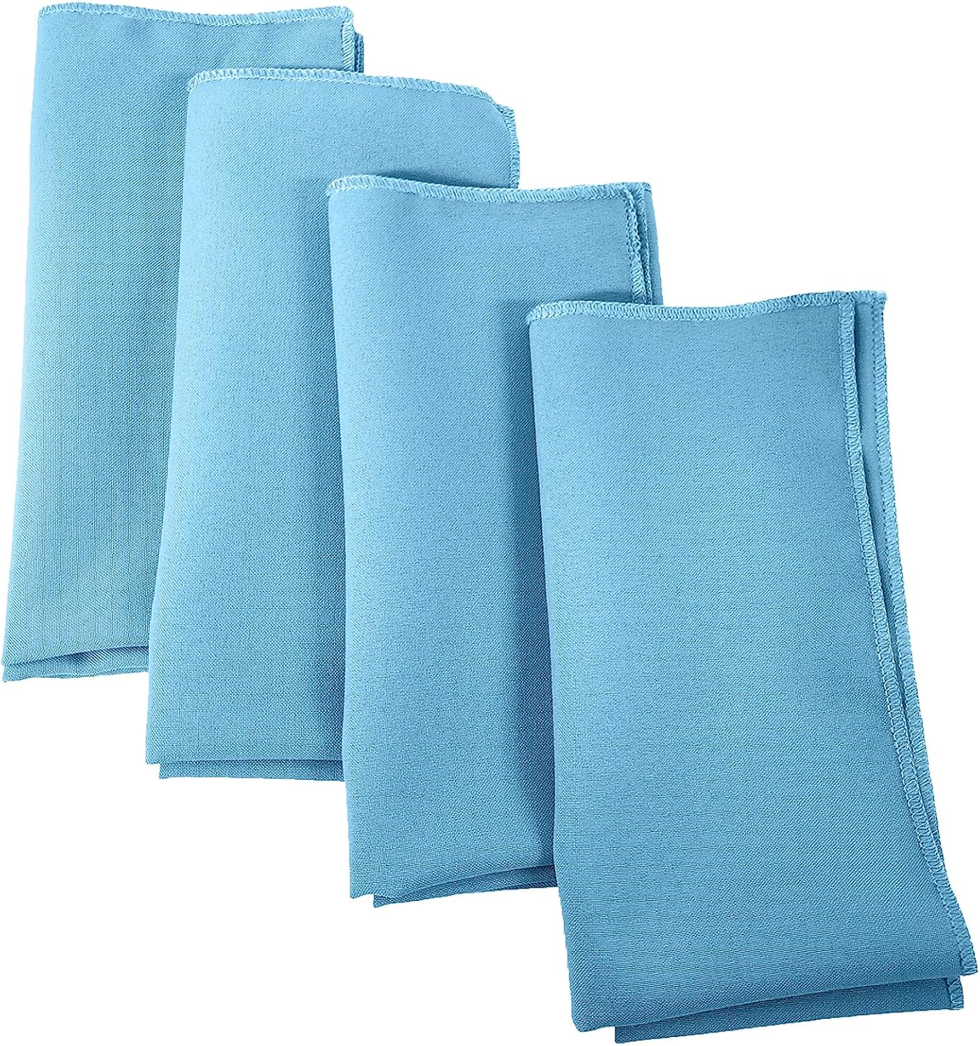LA Linen 4-Pack Poly Blend Napkins - Soft, Washable, Stain & Wrinkle Resistant - Dinner & Wedding Napkins - Turquoise Light - 18x18