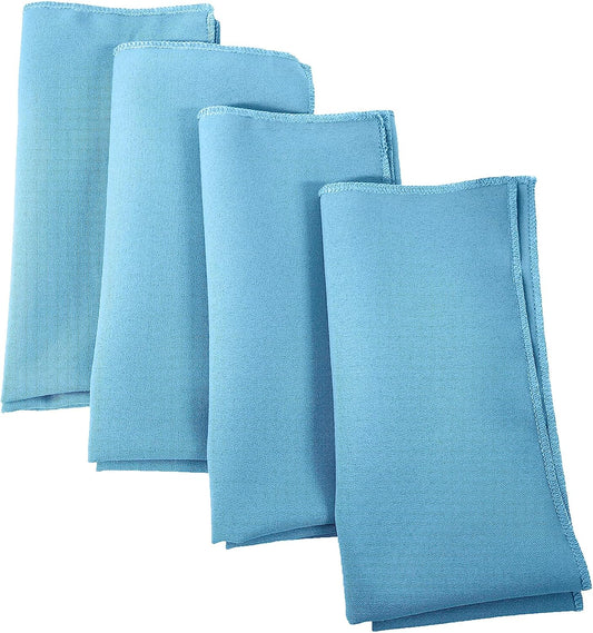 LA Linen 4-Pack Poly Blend Napkins - Soft, Washable, Stain & Wrinkle Resistant - Dinner & Wedding Napkins - Turquoise Light - 18x18