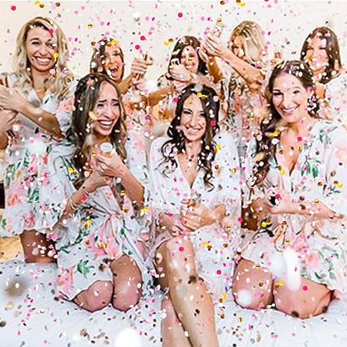 8 PCS Confetti Poppers Cannons for Gender Reveal Wedding Birthday Graduation Baby Shower Anniversary Christmas New Year's Kids Fun Party Supplies Decorations and Favors (Pink + Gold)