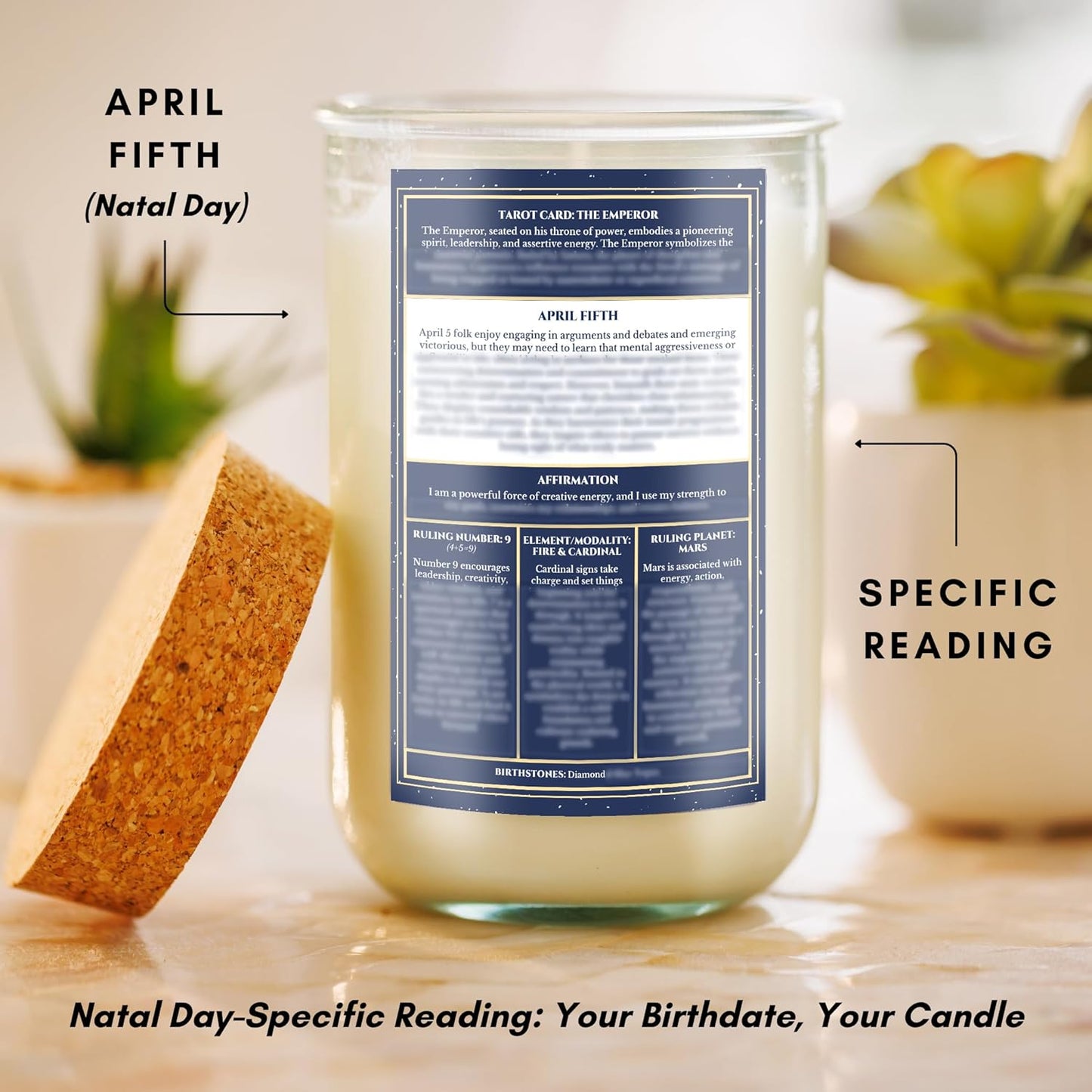 Birthday Candles - Custom Birthdate Astrological Zodiac Scented Candles. Astrology Gifts. All Natural Soy Wax. 75+ Hour Burn Time. Made in USA - April 5