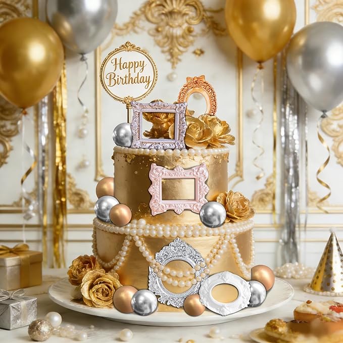 Photo Frame Cake Topper Custom Cake Topper, Vintage Ornate Frames for Birthday Wedding Party