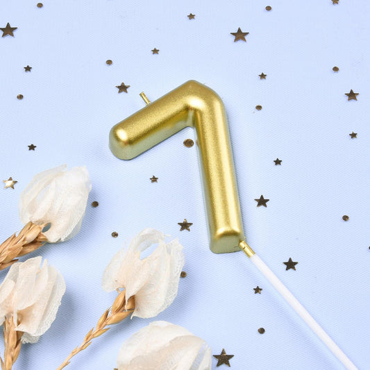 PHD CAKE 2.76 inch Classical Gold 7 Number Birthday Candles, Gold and Cake Number Candles for Party Celebration