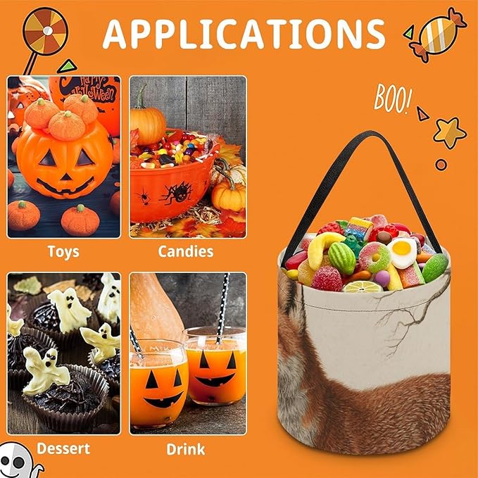 Halloween Candy Bucket - Fox Trick Or Treat Candy Bag, Gift Bag for Party Favor Supplies