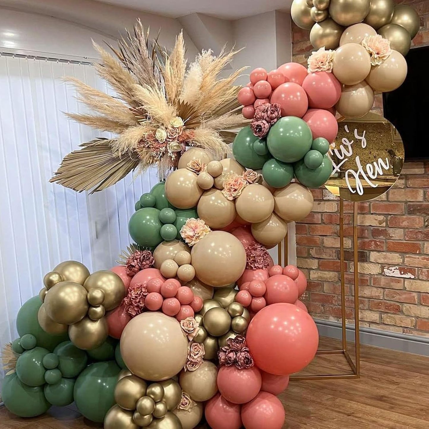Sage Green Pink Balloon, 60 Packs 12 Inch Sage Green and Dusty Pink Metallic Gold Balloons, Olive Green Gold Balloons for Girls Birthdays Jungle Safari Baby Shower Woodland Party Decoration